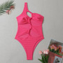 Women Solid Rope One Shoulder One-Shoulder Swimwear