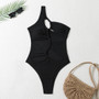 Women Solid Rope One Shoulder One-Shoulder Swimwear