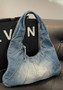 Women Ombre Denim Patchwork Popular Dumpling Shoulder Bag