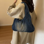 Women Ombre Denim Patchwork Popular Dumpling Shoulder Bag