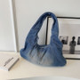 Women Ombre Denim Patchwork Popular Dumpling Shoulder Bag