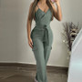 Women suspender v-neck Cargo Jumpsuit