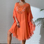 Women Crochet Patchwork Fringed Beach Skirt Beach Cover Up