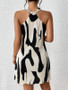 Women Sleeveless Printed Halter Neck Dress