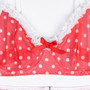 Women Red and White Polka Dot Contrast Color Mesh Puff Net Mesh Skirt Sexy Lingerie Set