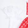 Women Red and White Polka Dot Contrast Color Mesh Puff Net Mesh Skirt Sexy Lingerie Set