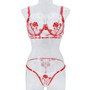 Women Embroidered See-Through Hollow Sexy Lingerie Two-piece Set