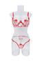 Women Embroidered See-Through Hollow Sexy Lingerie Two-piece Set