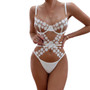 Women Embroidered Flowers Hollow Lace-Up Sexy Camisole Bodysuit Sexy Lingerie