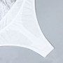 Women long fishnet stockings white lace hollow suspenders Sexy Lingerie Three-Piece