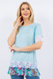 Celeste Full Size Lace Trim Short Sleeve Top