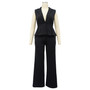 Fashion Women's Solid Color Turndown Collar Sleeveless Casual Two Piece Suit