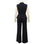 Fashion Women's Solid Color Turndown Collar Sleeveless Casual Two Piece Suit