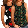 Women's Camo Letter Heart Print Sexy Round Neck Tank Top