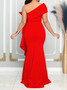 African Women's Fashion Strapless Slash Shoulder Sexy Slim Evening Gown Dress