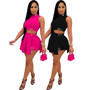 Plus Size Women's Fashion Sleeveless Two Piece Shorts Set