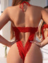 Sexy Red Halter Bow Hollow One Piece Lingerie