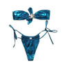 Fashionable And Sexy Strapless Blue Starfish Two Pieces Bikini Swimsuit