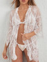 Sexy White See Through Lace Night Robe Gown