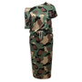 Summer Women Camouflage T-Shirt Short Sleeve And Skirt Two-piece Set