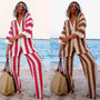 Women sexy striped sweater Top and Pant two-piece set