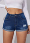 Women Ripped Denim Washed Stretch Ripped Denim Shorts