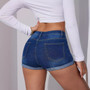 Women Ripped Denim Washed Stretch Ripped Denim Shorts