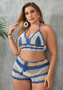 Plus Size Women Cutout Lace-Up Two Pieces Swimwear