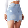Women Summer Ripped Denim Skirt