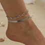 Summer Metal Chic Ankle Sequin Disc Double Layer Anklet