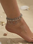 Summer Metal Chic Ankle Sequin Disc Double Layer Anklet