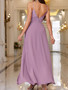 Women's Strap Slit Lace Wedding Gown Sexy Bridesmaid Dress