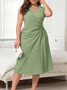 Plus Size Solid Color Summer Elegant Sleeveless Dress