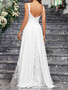 Summer Elegant Wedding Gown White Bridesmaid Dress Sleeveless Square Neck Large Swing Lace Dress