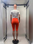 Women's Fashionable Printed T-Shirt Solid Color Slim Midi Shorts Two Piece Set