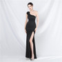 Fashionable Elegant Floral One-Shoulder Long Evening Dress