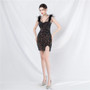 Feather Strap Sequined Short Evening Dress