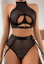 Fashion Sexy Mesh Halter Neck Hollow Tank Underwear Two-Piece Set