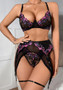 Fashion Flower Embroidery Mesh Sexy Lingerie Set