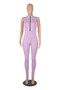 Women stretch zipper Jumpsuit