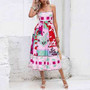 Women summer graffiti print sleeveless suspender Dress