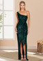 Women's One-Shoulder Lace-Up Sequined Evening Dress