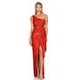 Women's One-Shoulder Lace-Up Sequined Evening Dress