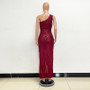 Women's One-Shoulder Lace-Up Sequined Evening Dress