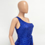 Women's One-Shoulder Lace-Up Sequined Evening Dress