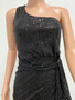 Women's One-Shoulder Lace-Up Sequined Evening Dress