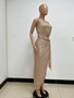 Women's One-Shoulder Lace-Up Sequined Evening Dress