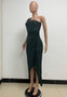 Women's One-Shoulder Lace-Up Sequined Evening Dress