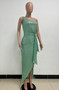 Women's One-Shoulder Lace-Up Sequined Evening Dress