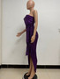 Women's One-Shoulder Lace-Up Sequined Evening Dress